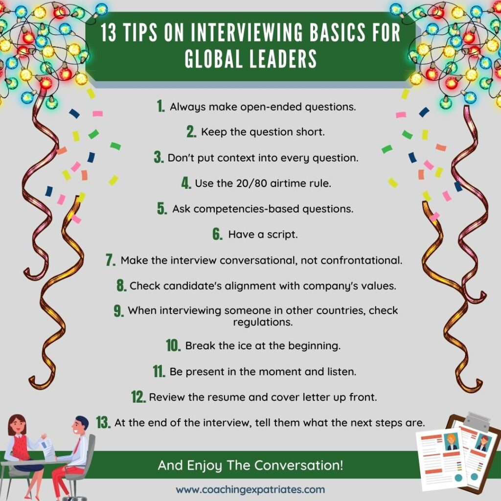 13 tips on interviewing basics for global leaders