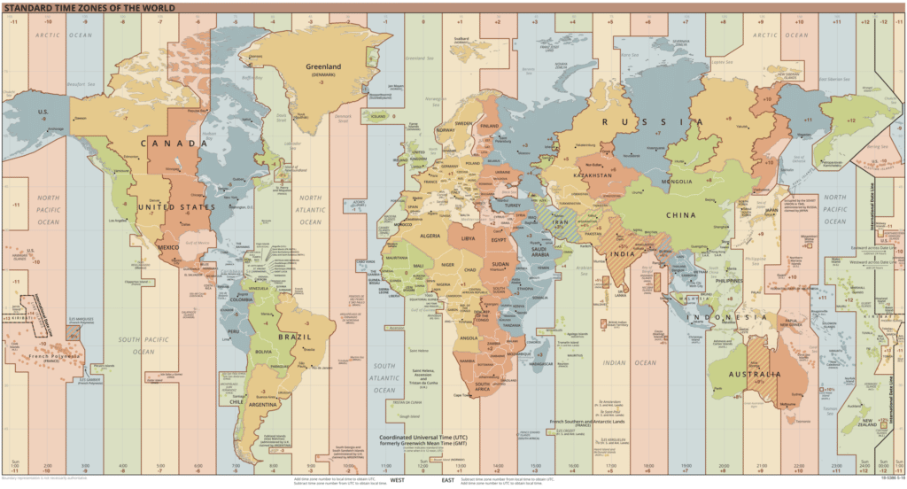 Time zones world map
